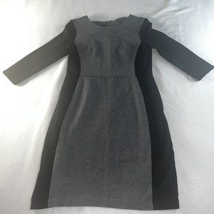 Talbots Petites Dress 2P Gray Black Color Block Career Work Stretch 3/4 sleeve